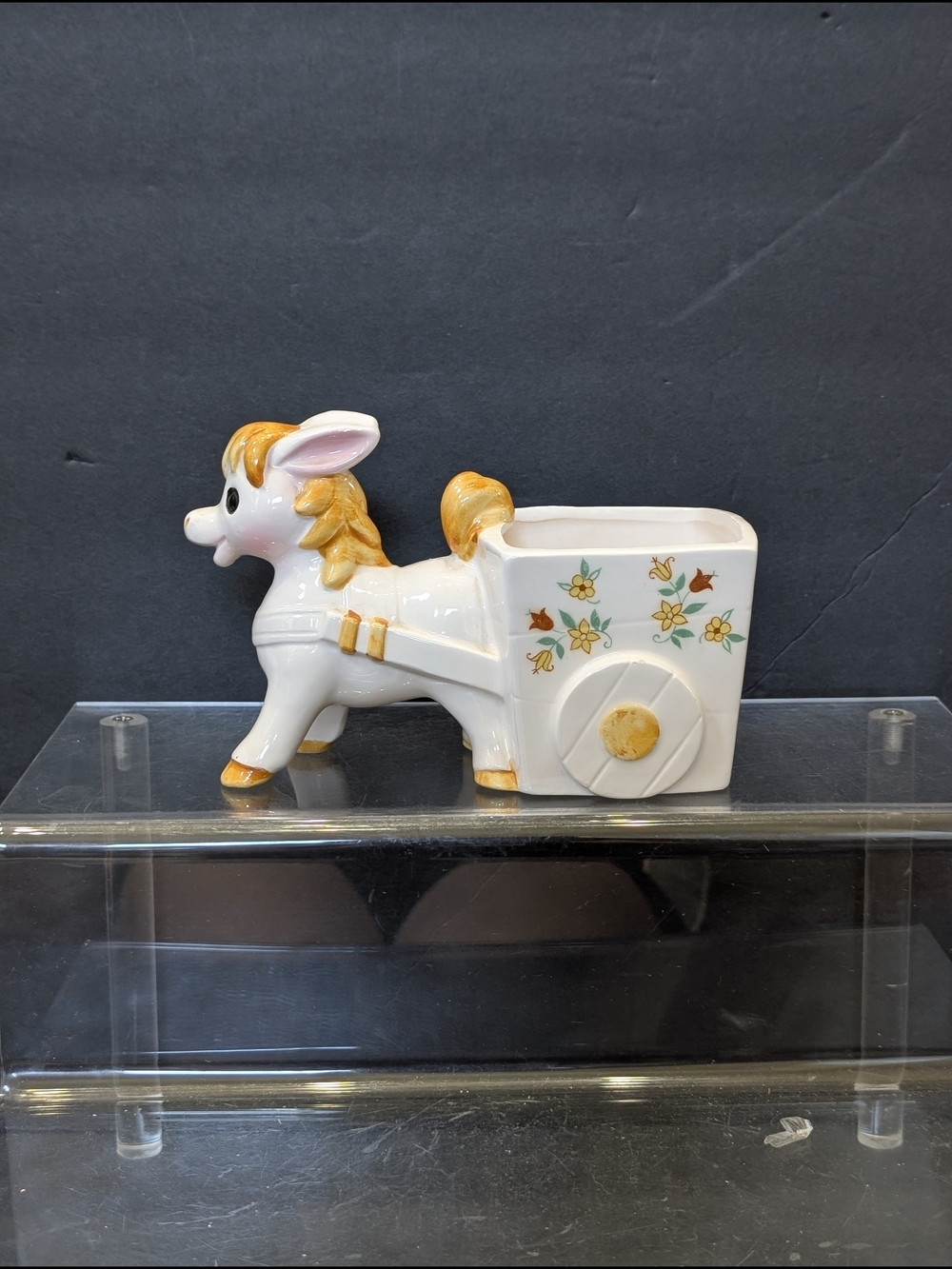 Ceramic Donkey Planter with Hand-Painted Floral Accents